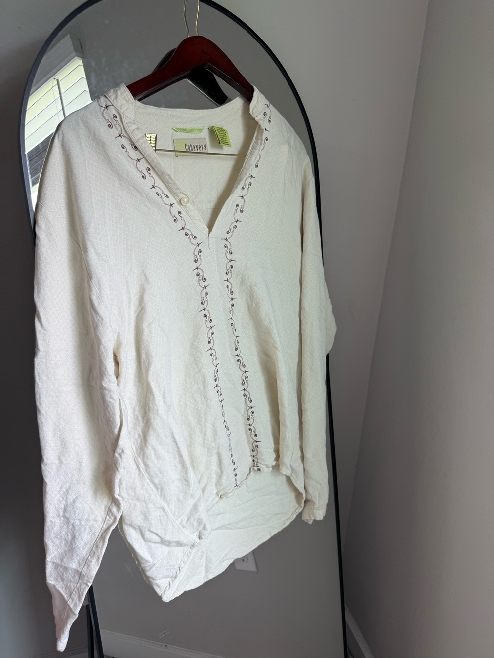 Cubavera embroidered linen-blend tunic shirt